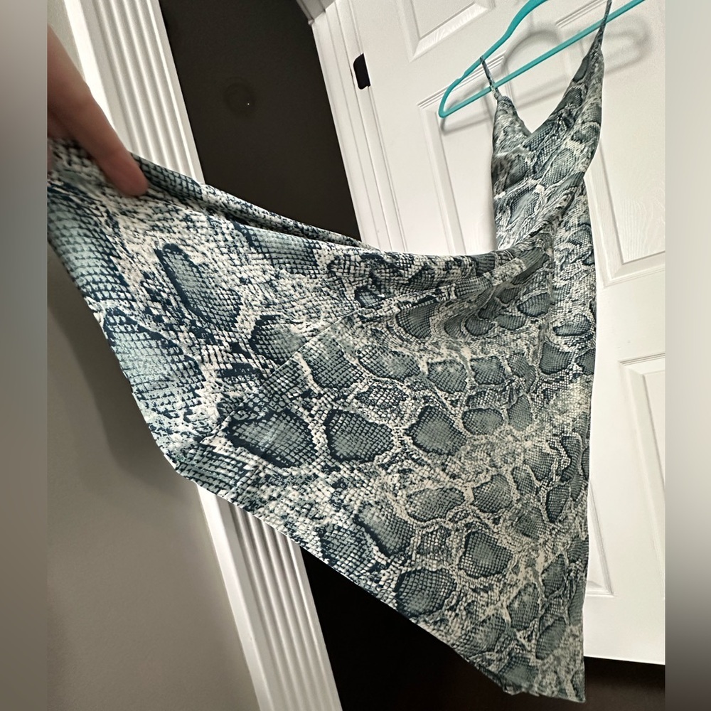 ‼️RARE‼️🎸LOVESTITCH🎸🔥NWT🔥Python Cowl Neck Midi Slip Dress in Green—S - Picture 14 of 14